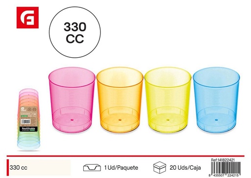 [141822421] Vaso mojito colores reutilizable 330cc 10 unidades - Vasos desechables