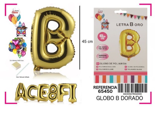 [65450] Globo mylar letra B oro 45cm