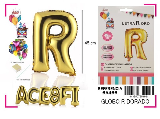 [65466] Globo Mylar letra R oro 45cm