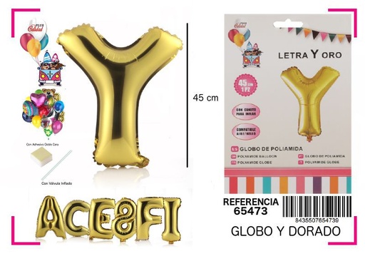 [65473] Globo mylar letra "Y" oro 45cm