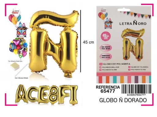 [65477] Globo Mylar letra dorada "?" 45cm