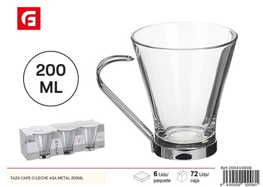 [200410008] Taza de café con leche de cerámica con asa de metal 200ml