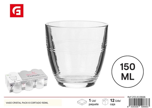 [201410666] Vaso cristal pack 6 cortado 150ml - Cristalería
