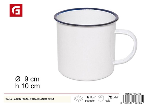 [201410788] Taza de cerámica esmaltada blanca 9cm - Vaso para café y té