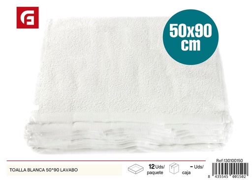 [130100150] Toalla blanca de lavabo 50x90cm