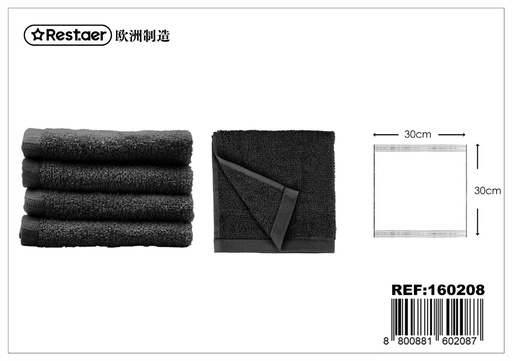 [160208] Toalla facial negra 30*30CM 300G - Textiles para el hogar