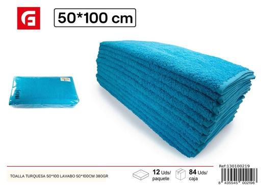 [130100219] Toalla turquesa 50*100 lavabo 380 gr - Textiles de hogar