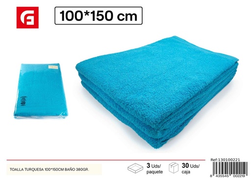 [130100221] Toalla turquesa 100x150 cm - Textil de baño