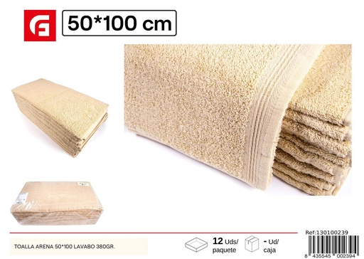 [130100239] Toalla arena 50*100 lavabo 380 gr - Textiles de hogar
