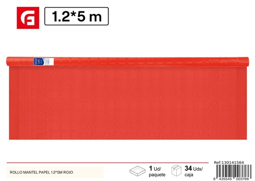 [10004027] Rollo mantel papel 1.2x5m rojo para fiestas