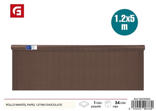 [130141565] Rollo mantel papel chocolate 1.2*5m - Artículos desechables
