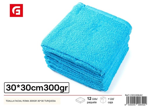 [130100642] Toalla facial Roma 300 g 30x30 turquesa - Textiles para el hogar