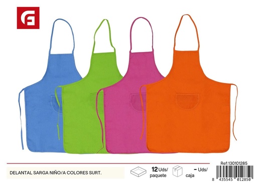 [130101285] Delantal de sarga para niño/a en colores surtidos - Ropa de cocina