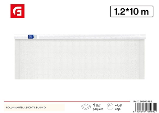 [130101489] Rollo de mantel 1.2x10 m blanco - Desechables