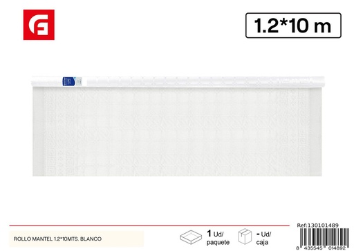 [130101489] Rollo de mantel de papel blanco 1.2x10mts