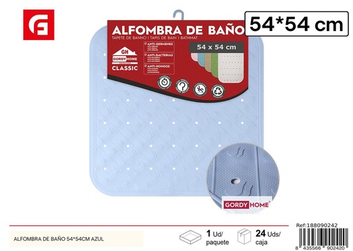 [188090242] Alfombra de baño 54x54cm azul para baño y higiene personal
