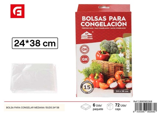 [188090268] Bolsas para congelar medianas 15 uds. 24x38 cm - Accesorios de limpieza