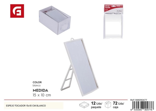[188090477] Espejo Tocador 15x10cm Blanco - Accesorios de Belleza