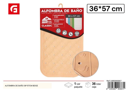 [188090667] Alfombra de baño antideslizante 36x57 cm beige - Artículos de baño