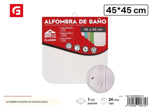 [188090675] Alfombra de baño blanca 45x45 cm - Antideslizante