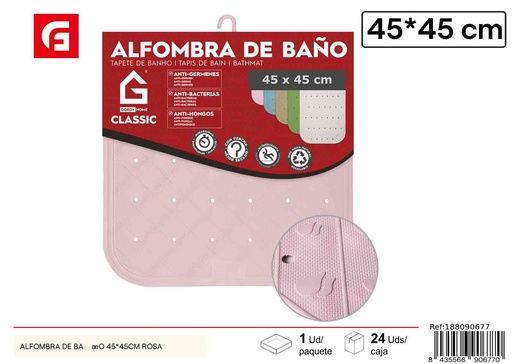 [188090677] Alfombra de baño rosa 45x45 cm - Antideslizante