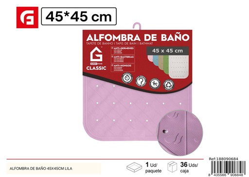 [188090684] Alfombra de baño lila 45x45 cm - Antideslizante