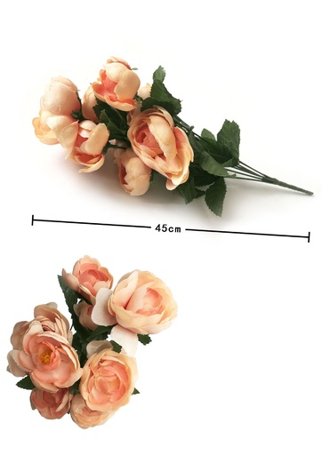 [6102012-3SALMON] Ramo artificial de camelia 9 cabezas - Flores para ocasiones especiales