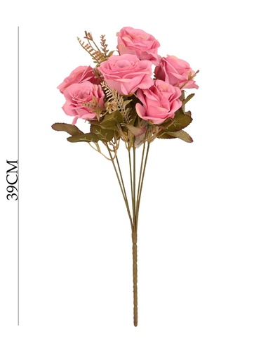 [8435588800285 AMARILLO-8] Ramo decorativo de rosas grandes color otoñal 7 cabezas