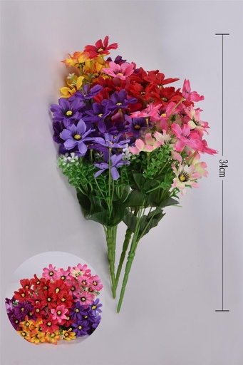 [6101044] Flor artificial 5 ramas 20 cabezas colores surtidos para decoración