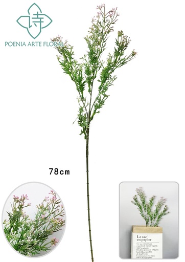 [620271-1COLOR] Vara floral decorativa con tres ramas y hojas coloridas