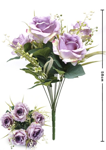 [630131LAVENDER] Ramo de rosas de 12 cabezas - Decoración floral decorativa