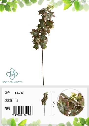 [630323咖绿] Rama de hoja de uva para decoración - Decoración floral