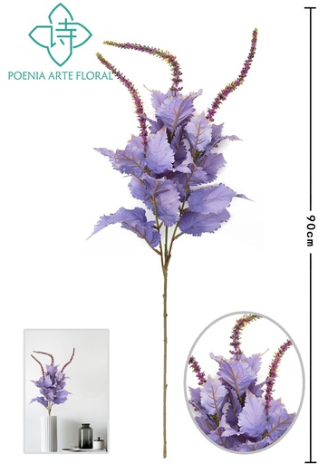[630324-紫色] Vara flor con hojas de suculenta - Decoraciones florales