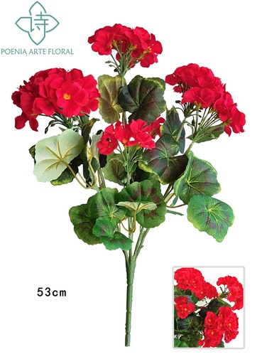 [8435588852130红色] Rama de begonia 7 cabezas - Decoraciones