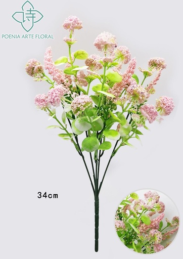 [8435588852208-粉色] Decoración navideña 5 ramas con bolas de espuma