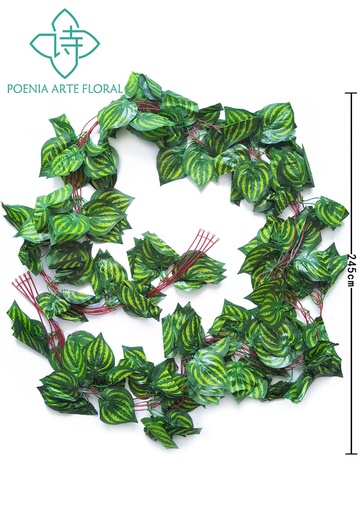 [630427] Rama de hojas artificiales verdes 18 grupos para decoración