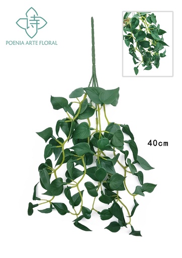 [630453深绿] Rama de filodendro colgante 40cm para decoración interior