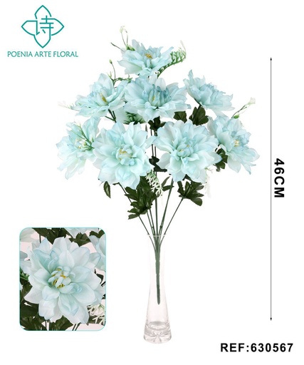 [630567-蓝色] Ramo de flores artificiales 9 cabezas (peonía) - Decoración funeraria