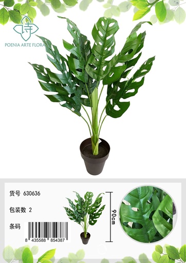 [630636] Planta artificial con hojas de ventana 90 cm - Decoración vegetal