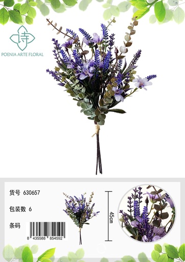 [630657-2PURPLE] Ramo de eucalipto decorativo con flores pequeñas para decoración del hogar