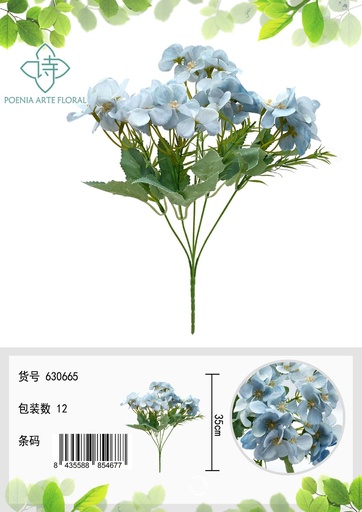 [630665-蓝] Flores artificiales en un ramo de cinco pétalos - Decoraciones