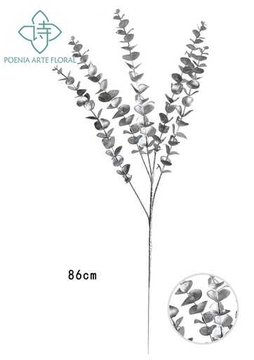 [630688-银色] Rama de eucalipto artificial plateada para decoración
