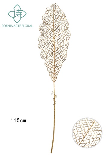 [630690-金色] Ramo de hojas grandes caladas en dorado y plateado