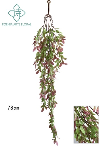 [630701-粉] Colgante de hojas con flores - Decoración artística para paredes