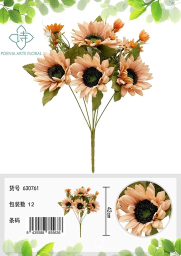 [630761黄色] Ramo de girasoles artificiales - Decoración floral
