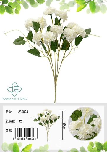 [630824白] Hydrangea artificial 30cm para decoración