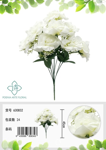 [630832白色] Ramo de flores artificiales blancas - Decoración floral