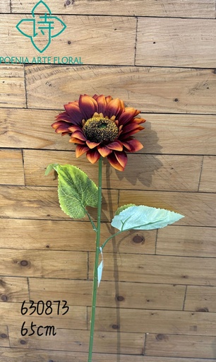 [630837-复古红] Vara de girasol artificial de 64cm para decoración