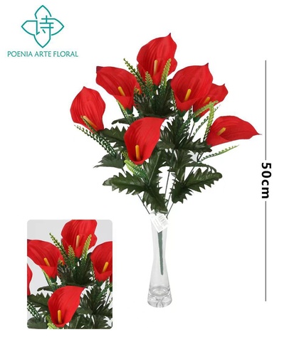[630847-红色] Ramo de flores artificiales blancas 45cm para decoración