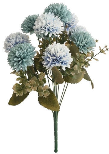 [630960橙色] Ramo de 10 cabezas de bola de crisantemo 40cm - Flores artificiales 